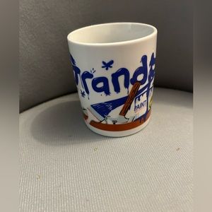 Grandpa Mug 3 1/2” H x 3” W. Design incl. Ruler, Tools, Paintbrush. No chips.